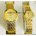 Fashion Square Case Lover Couple Watch in Gold Tone